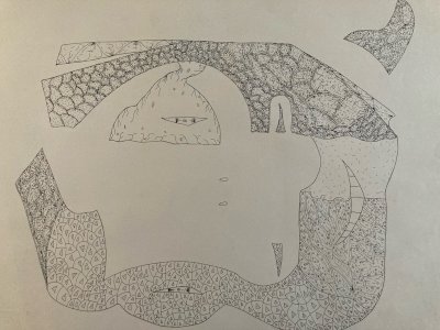 Dessin  Abstrait Encre Sur Papier abstraction 1980 À Identifier Grotte