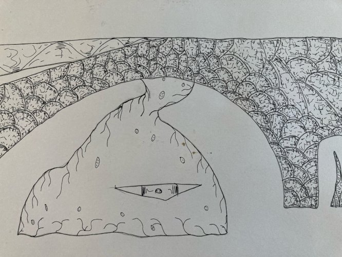 Dessin  Abstrait Encre Sur Papier abstraction 1980 À Identifier Grotte