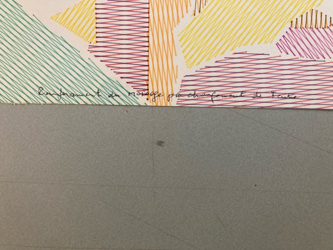 Dessin  Abstrait Encre Sur Papier abstraction 1980 Anamorphose Cubiste Art