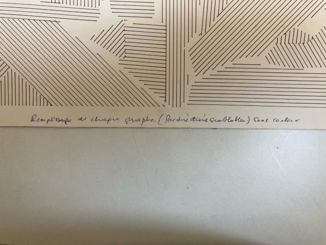 Dessin  Abstrait Encre Sur Papier abstraction 1980 Anamorphose Cubiste Art