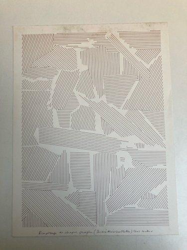 Dessin  Abstrait Encre Sur Papier abstraction 1980 Anamorphose Cubiste Art