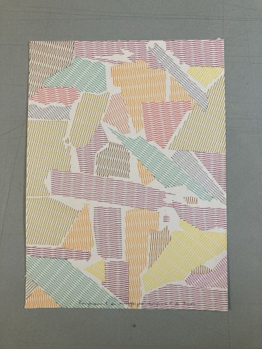 Dessin  Abstrait Encre Sur Papier abstraction 1980 Anamorphose Cubiste Art