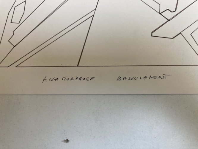 Dessin  Abstrait Encre Sur Papier abstraction 1980 Anamorphose Cubiste Art
