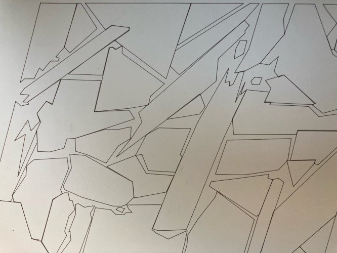 Dessin  Abstrait Encre Sur Papier abstraction 1980 Anamorphose Cubiste Art