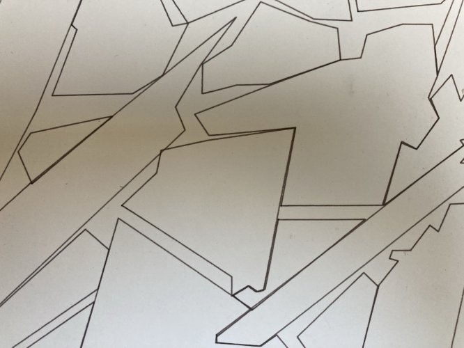 Dessin  Abstrait Encre Sur Papier abstraction 1980 Anamorphose Cubiste Art