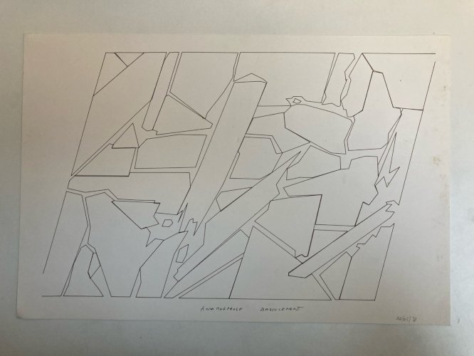 Dessin  Abstrait Encre Sur Papier abstraction 1980 Anamorphose Cubiste Art