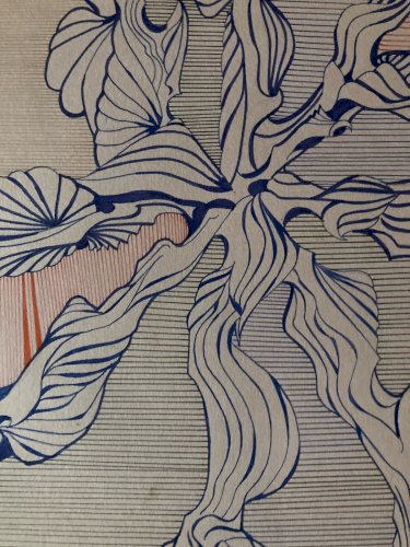 Dessin  Abstrait Encre Sur Papier abstraction 1981 À Identifier Fleur