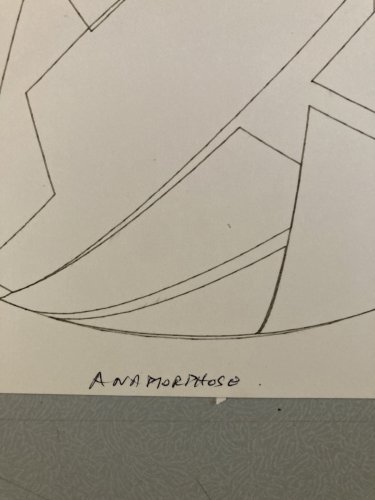 Dessin  Abstrait Encre Sur Papier abstraction 1982 Anamorphose Cubiste Art