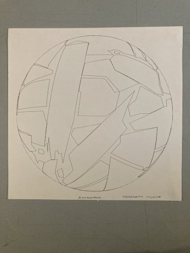 Dessin  Abstrait Encre Sur Papier abstraction 1982 Anamorphose Cubiste Art