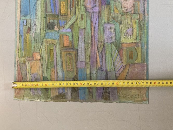 Dessin Abstrait Frederic Gisselbrecht Personnage Cité Art Fusain 1991