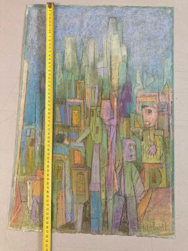 Dessin Abstrait Frederic Gisselbrecht Personnage Cité Art Fusain 1991