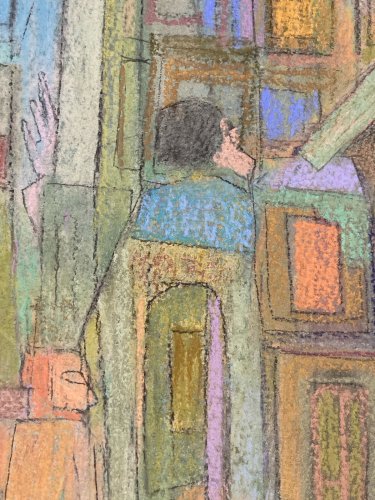 Dessin Abstrait Frederic Gisselbrecht Personnage Cité Art Fusain 1991