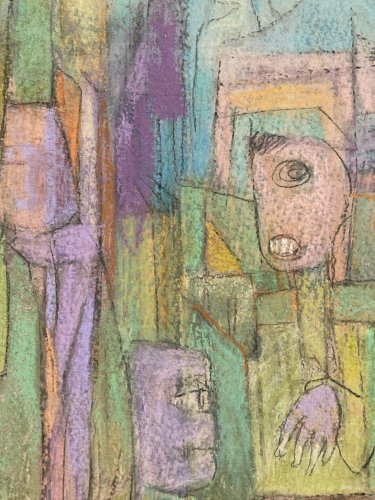 Dessin Abstrait Frederic Gisselbrecht Personnage Cité Art Fusain 1991