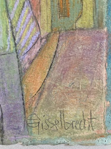 Dessin Abstrait Frederic Gisselbrecht Personnage Cité Art Fusain 1991