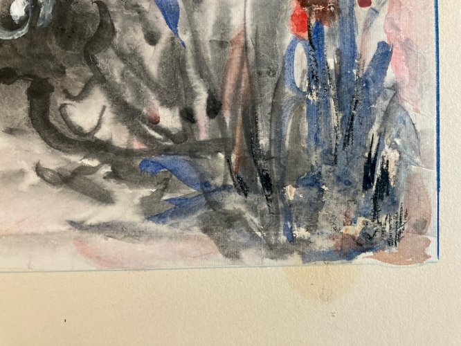 Dessin Abstrait Gouache Peinture abstraction 1960 Papier Curiosité À Identifier