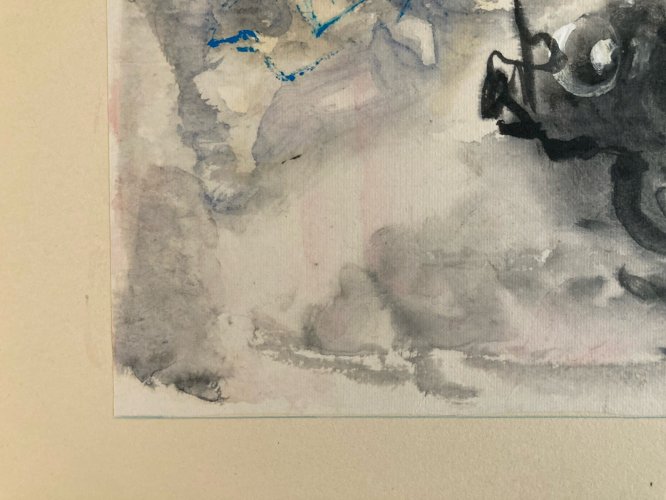 Dessin Abstrait Gouache Peinture abstraction 1960 Papier Curiosité À Identifier