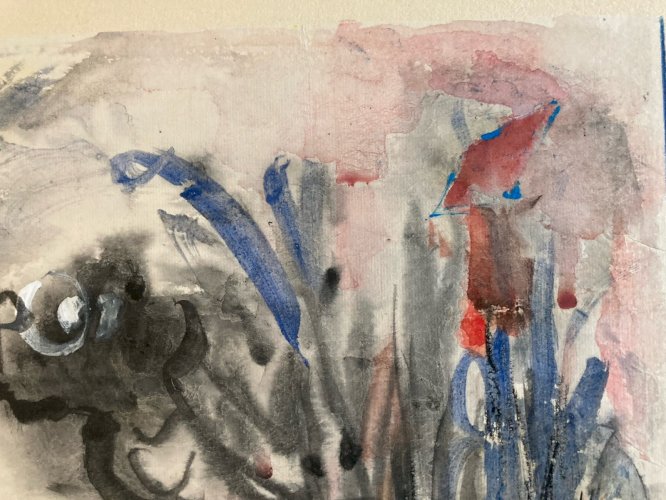 Dessin Abstrait Gouache Peinture abstraction 1960 Papier Curiosité À Identifier