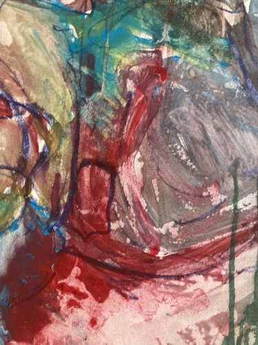 Dessin Abstrait Gouache Peinture abstraction 1970 Papier Curiosité À Identifier
