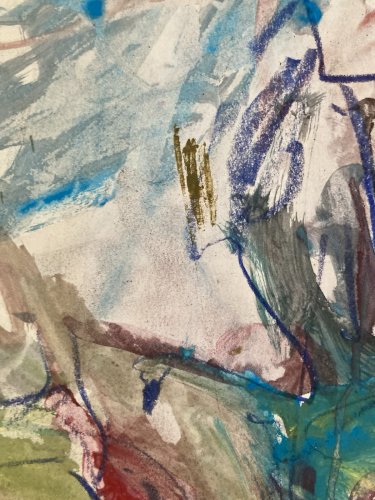 Dessin Abstrait Gouache Peinture abstraction 1970 Papier Curiosité À Identifier