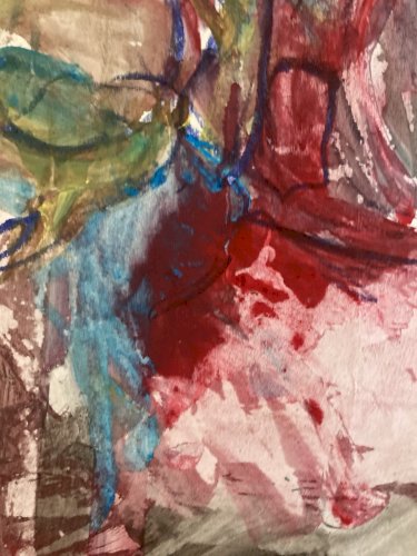 Dessin Abstrait Gouache Peinture abstraction 1970 Papier Curiosité À Identifier