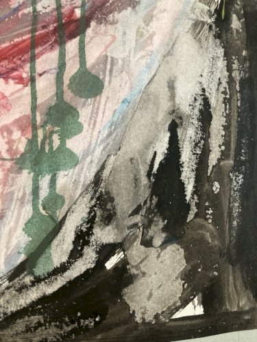 Dessin Abstrait Gouache Peinture abstraction 1970 Papier Curiosité À Identifier