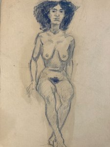 Dessin Alfred Leymarie Nu Crayon Sur Papier Femme Nue Erotique 1920 Art Déco