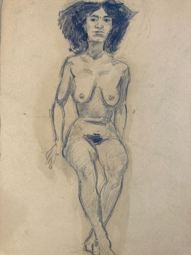 Dessin Alfred Leymarie Nu Crayon Sur Papier Femme Nue Erotique 1920 Art Déco