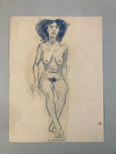 Dessin Alfred Leymarie Nu Crayon Sur Papier Femme Nue Erotique 1920 Art Déco