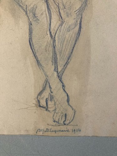Dessin Alfred Leymarie Nu Crayon Sur Papier Femme Nue Erotique 1920 Art Déco