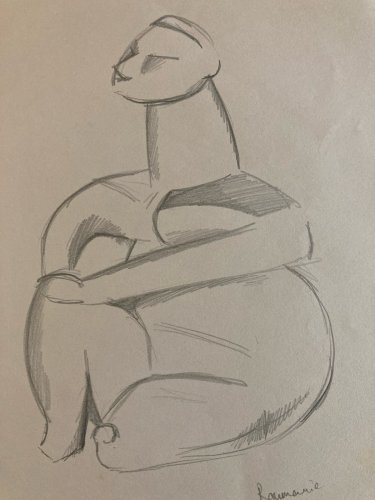 Dessin ancien Art cubiste Mine De Plomb Crayon cubisme 1960 A Identifier Art