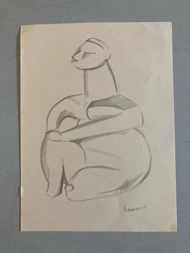 Dessin ancien Art cubiste Mine De Plomb Crayon cubisme 1960 A Identifier Art