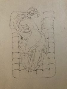 Old Drawing Art 19th Pencil Woman classical study To Identify Drawing 1850