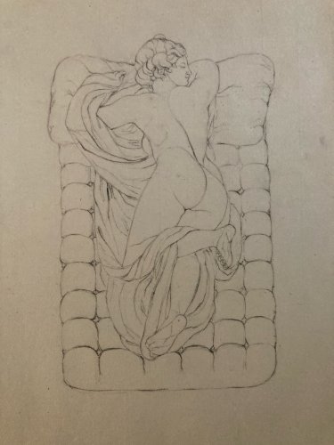 Dessin Ancien Art Xixe Crayon Femme étude classique A Identifier Drawing 1850