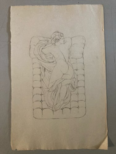 Dessin Ancien Art Xixe Crayon Femme étude classique A Identifier Drawing 1850