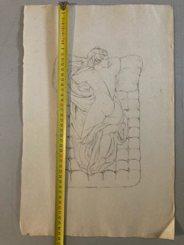 Dessin Ancien Art Xixe Crayon Femme étude classique A Identifier Drawing 1850