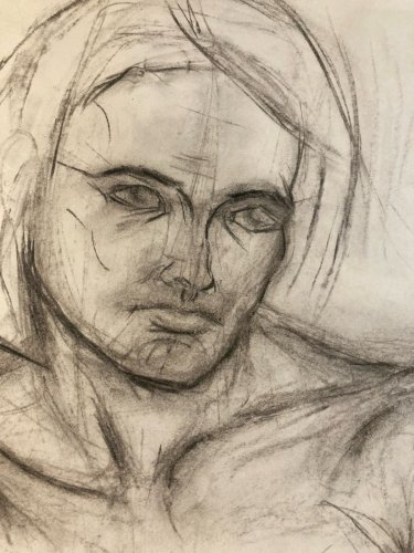 Dessin Ancien Crayon Femme étude classique 1980 À Identifier Erotisme