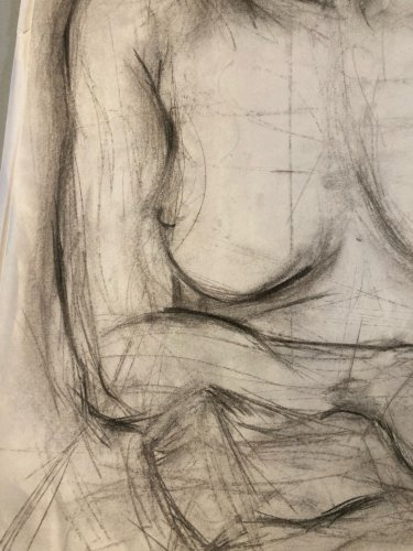 Dessin Ancien Crayon Femme étude classique 1980 À Identifier Erotisme