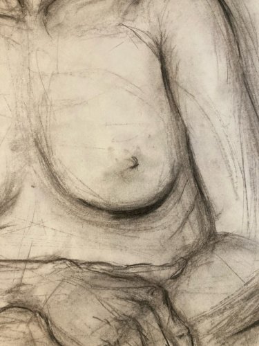 Dessin Ancien Crayon Femme étude classique 1980 À Identifier Erotisme