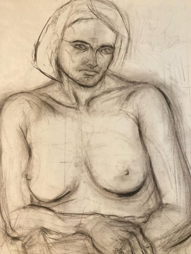 Dessin Ancien Crayon Femme étude classique 1980 À Identifier Erotisme
