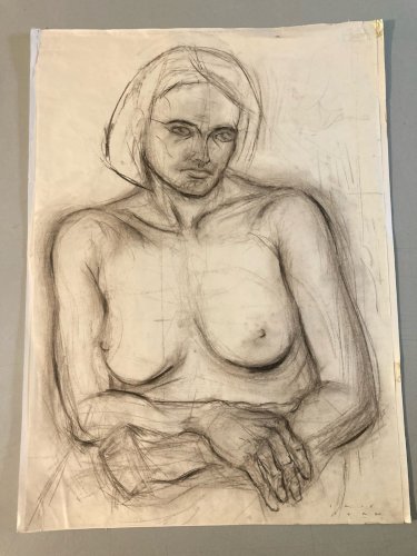 Dessin Ancien Crayon Femme étude classique 1980 À Identifier Erotisme