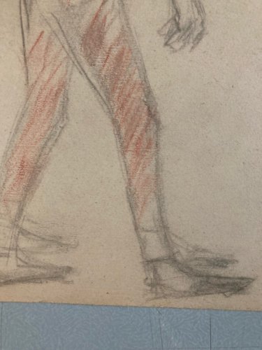 Dessin Ancien Crayon Papier 1920 Homme Expressionniste Expressionnisme Lk
