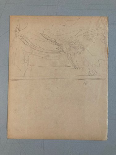 Dessin Ancien Crayon Papier 1920 Homme Expressionniste Expressionnisme Lk
