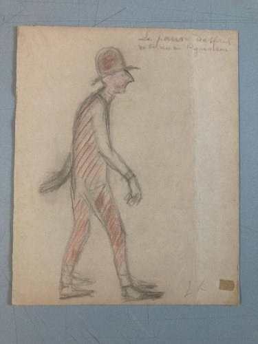 Dessin Ancien Crayon Papier 1920 Homme Expressionniste Expressionnisme Lk