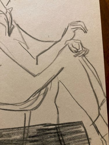 Dessin Ancien Crayon Papier 1950 Homme Assis Expressionniste Expressionnisme Art