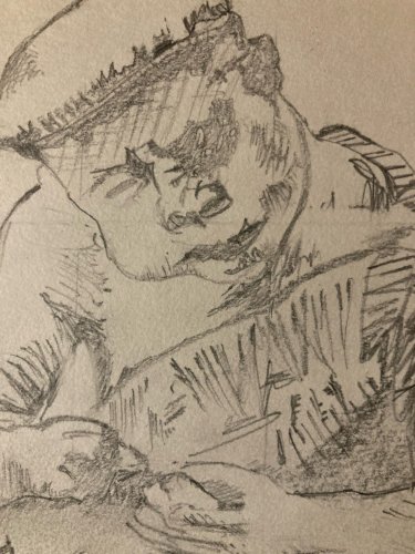 Dessin Ancien Crayon Papier 1960 Homme Expressionniste Expressionnisme Art