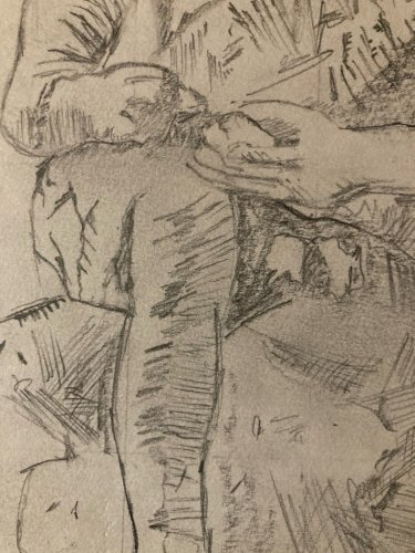 Dessin Ancien Crayon Papier 1960 Homme Expressionniste Expressionnisme Art