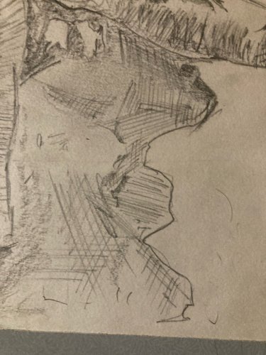 Dessin Ancien Crayon Papier 1960 Homme Expressionniste Expressionnisme Art