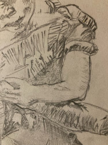 Dessin Ancien Crayon Papier 1960 Homme Expressionniste Expressionnisme Art