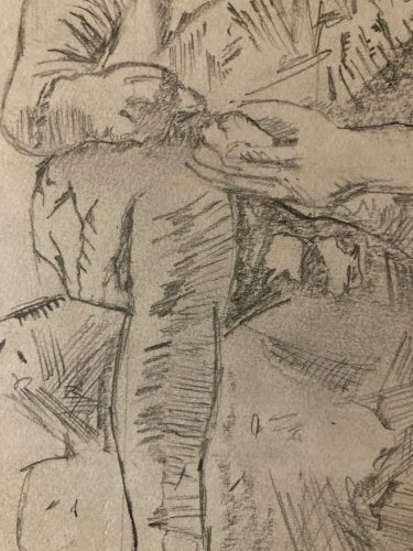 Dessin Ancien Crayon Papier 1960 Homme Expressionniste Expressionnisme Art