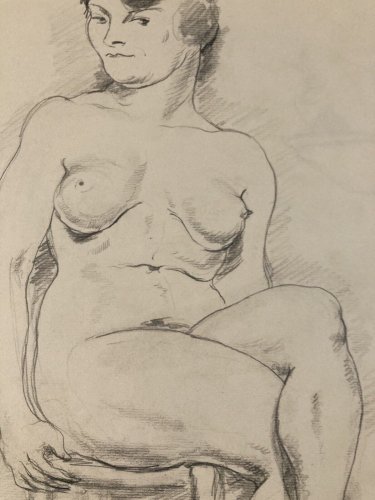 Dessin Ancien Crayon Papier Femme étude classique 1950 A Identifier
